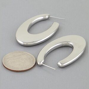 73R. Stainless Steel Horseshoe Oval Hoop Earrings